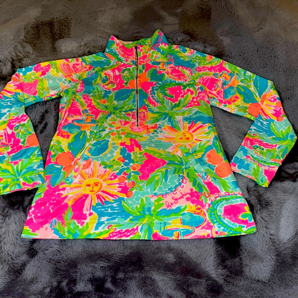 Lilly pulitzer sunshine state Florida medium quarter zip pullover sweatshirt $